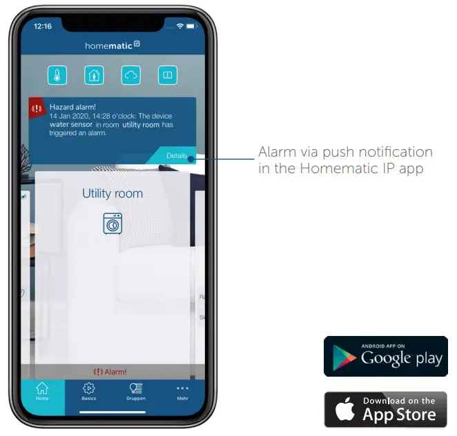 Homematic IP HmIP-SWD Wireless Water Sensor -APP