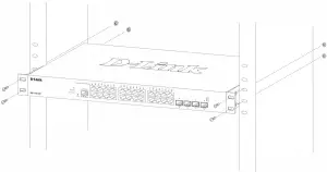 D Link DXS1210 28T 24 Port 10GBas T and 4 Port 25GBase SFP28 Managed Switch - rack using