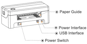 RONGTA RP421A Direct Thermal Barcode Label Printer - rear view