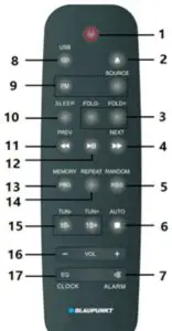 BLAUPUNKT MS46BT Bluetooth CD-MP3 player with FM and USB - Remote controller