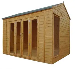 a wooden box on the side of a building