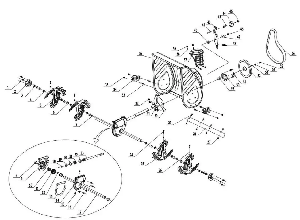 POWERSMART PSSAM24BS 24 26 inch Two Stage Gas Snow Thrower Instruction Manual - AUGER HOUSING ASSEMBLY