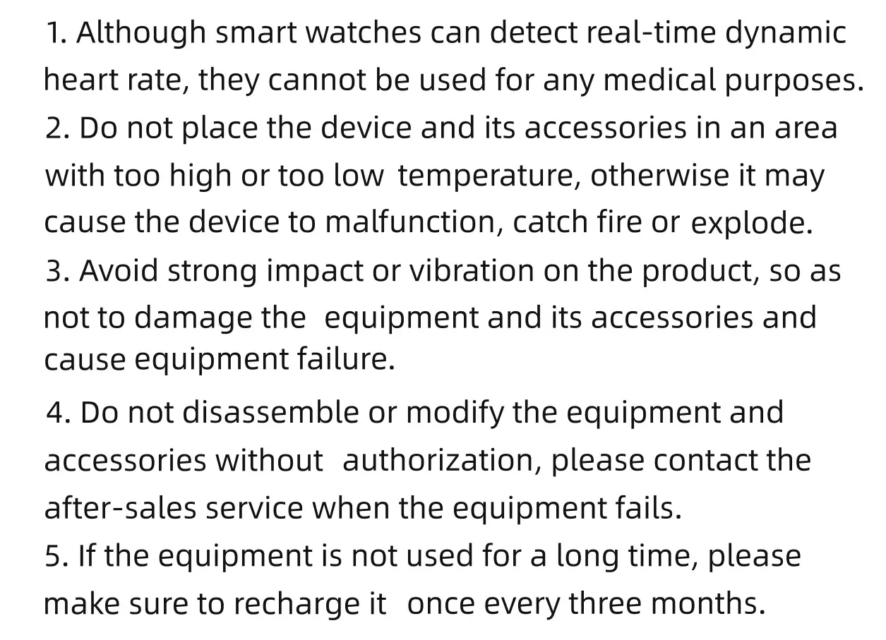 morepro Smart Sports Watch - safety instruction