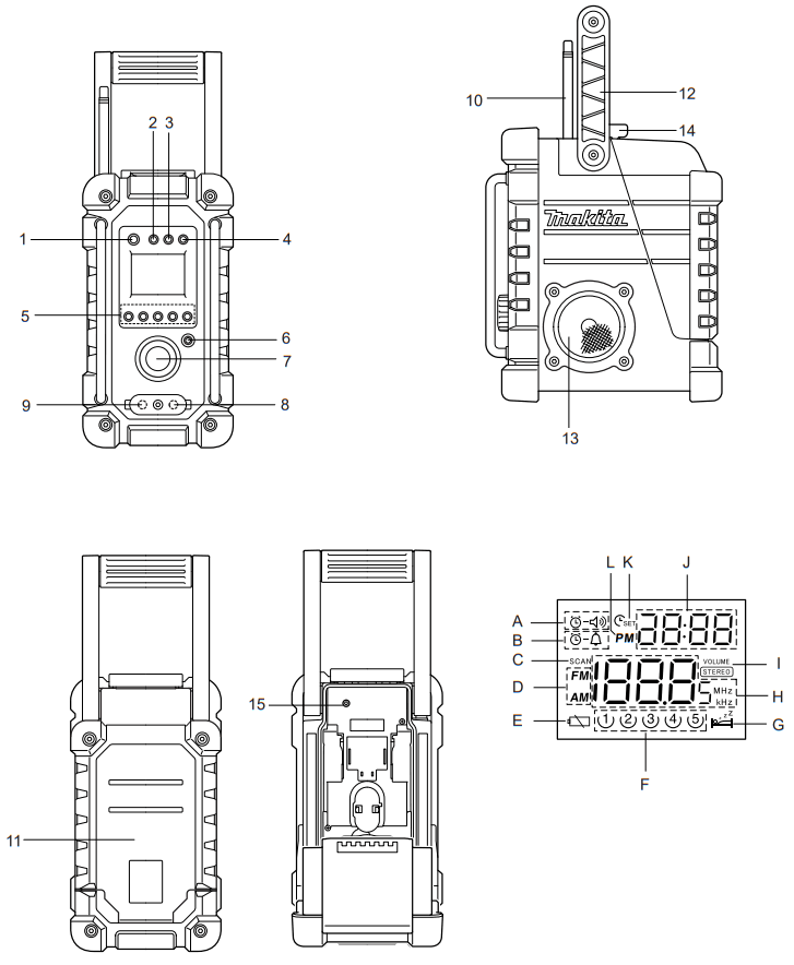 makita BMR102 Jobsite Radio - Fig