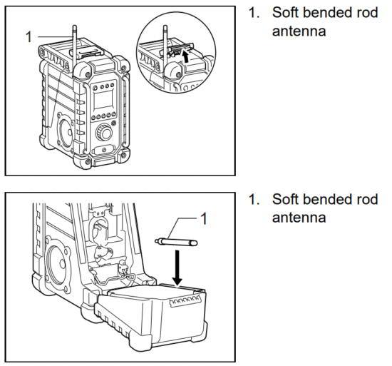 makita BMR102 Jobsite Radio - bended rod