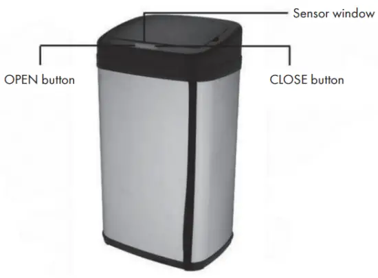 KLARSTEIN 10034128 Touchless Rubbish Collector Sensor Trash Bin - DEVICE OVERVIEW 1