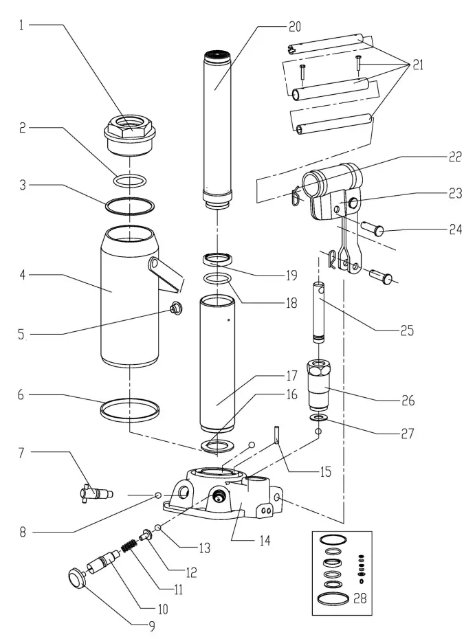 Clarke CBJ32 Bottle Jack - PARTS DIAGRAM