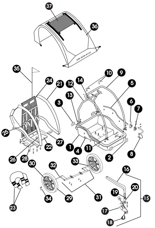 BURLEY Cub X2 Seat Kids Bike Trailer & Stroller - DAYAGRAM