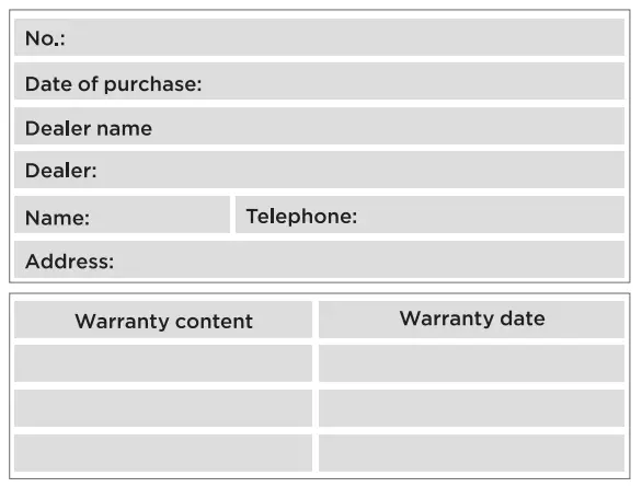Product Warranty Card