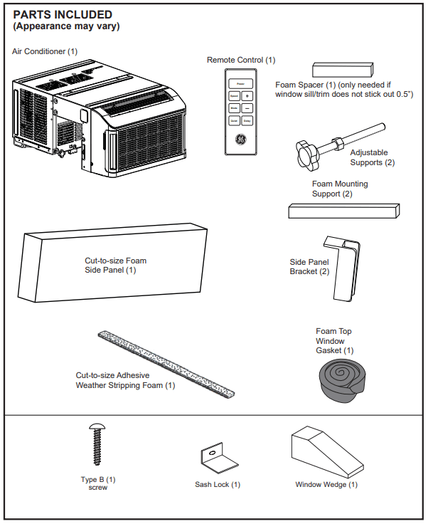 GE APPLIANCES AHTT06 BTU Smart Ultra Quiet Window Air Conditioner - PARTS INCLUDED