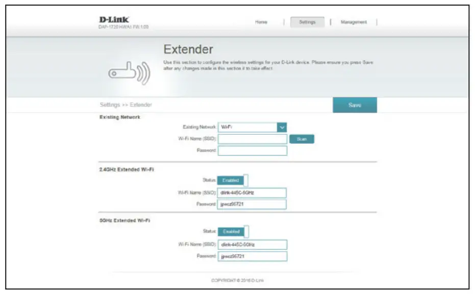 D-Link Range Extender -SSID