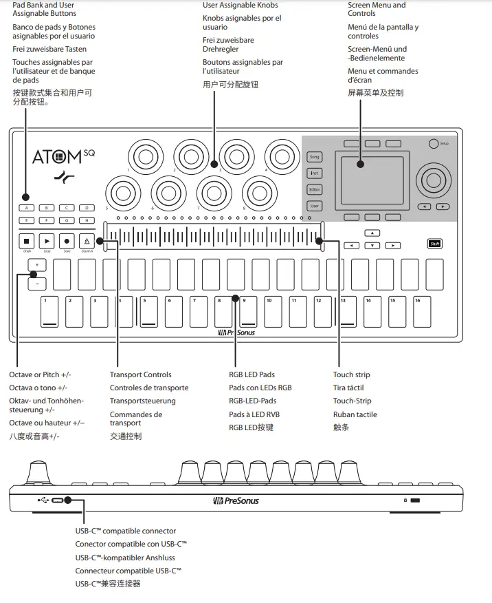ATOM SQ Production and Performance Pad Controller 8