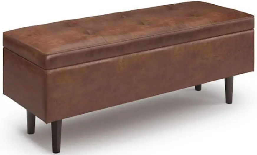 SIMPLi HOME AXCOT-SHRS-DSB Saddle Brown Mid Century Rectangular Storage Ottoman product