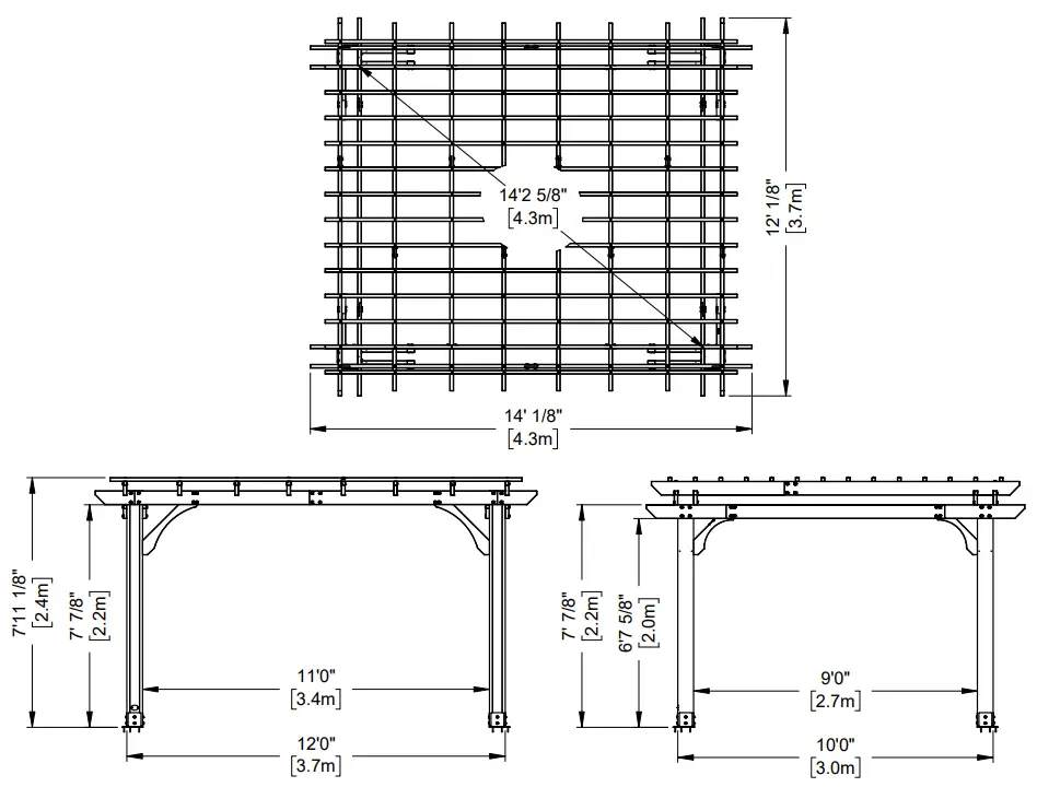 Backyard DISCOVERY 2101555COM Beaumont 14 ft. x 12 ft. Light Brown All Cedar Wooden Pergola - fig 1