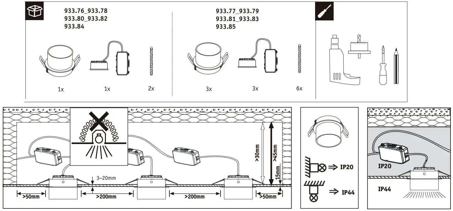 Paulmann 933 .79 ED Recessed luminaire 3 Step Dim Gil Coin Basic Set - Figure 2