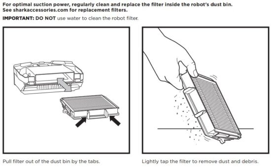 FIG 24 CLEANING AND REPLACING THE ROBOT FILTER