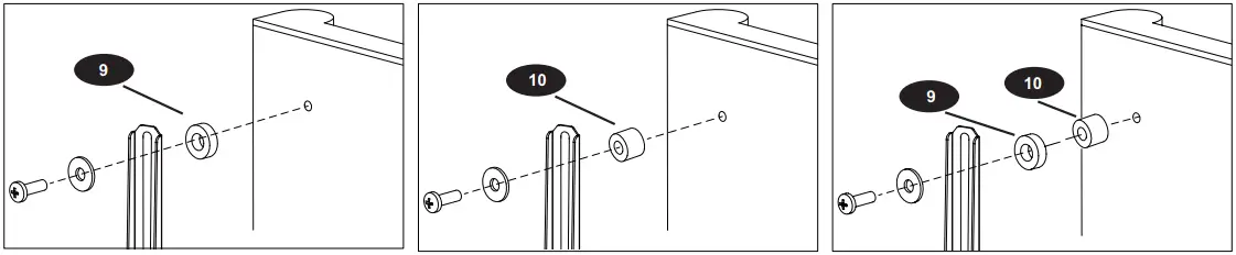 Select the proper spacers or spacer suit as below if necessary