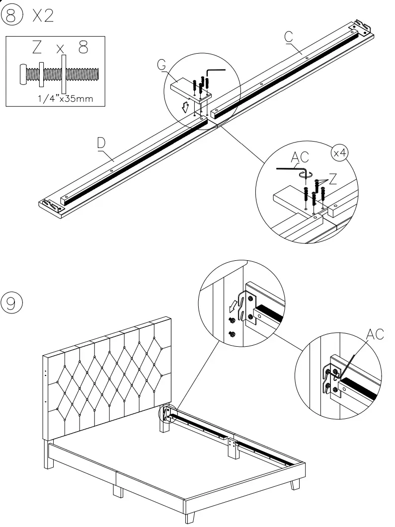 ASHLEY B089081 Queen Upholstered Platform Bed - fig 8