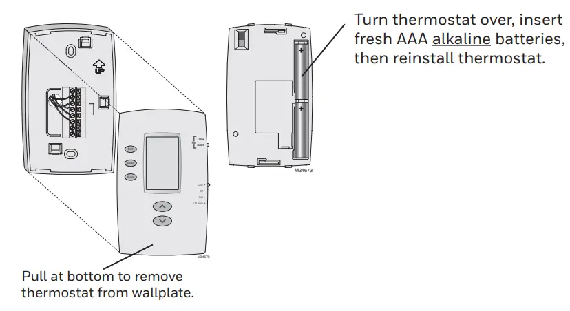 Honeywell PRO 2000 Series Programmable Thermostat - Battery replacement