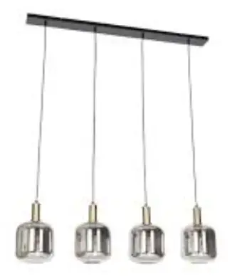 QAZQA 104561 Qara HL 4 Black Gold Smoke Hanging Lamp
