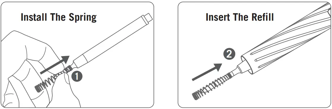 OLIGHT Open Pro LED Penlight with Laser Pointer - . Install the spring