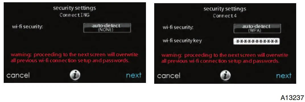 Carrier Infinity Touch Control - Choose an appropriate Wi--Fi security