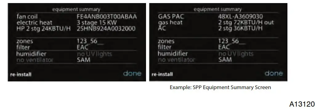 Carrier Infinity Touch Control - Equipment Summary