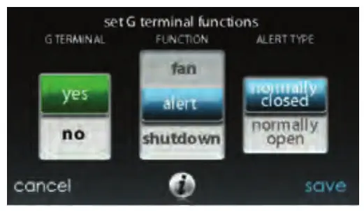 Carrier Infinity Touch Control - Fan Coil G--Terminal Alert