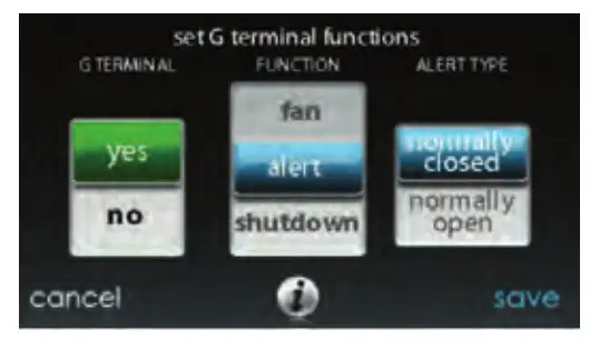 Carrier Infinity Touch Control - Furnace G--Terminal Alert