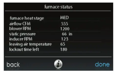 Carrier Infinity Touch Control - Furnace Status