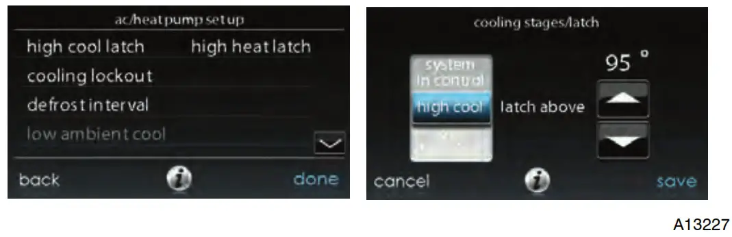 Carrier Infinity Touch Control - High Cool Latch
