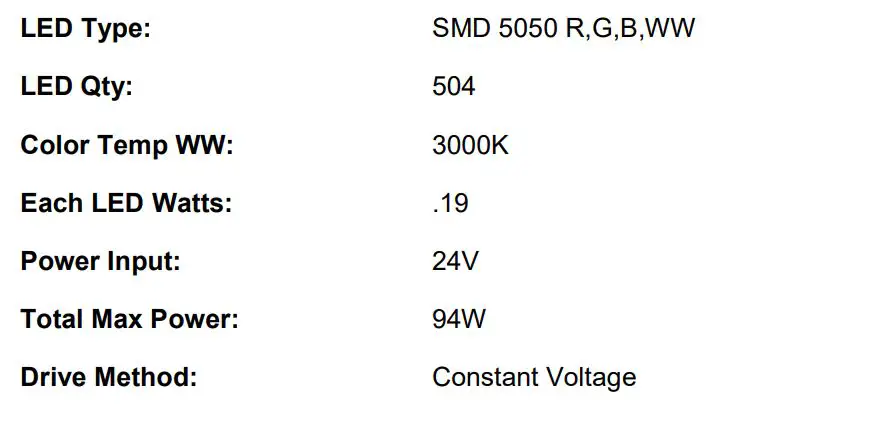 MEGA Deco Flex L 6pc Single Point Mounting Clips - Electrical Specifications