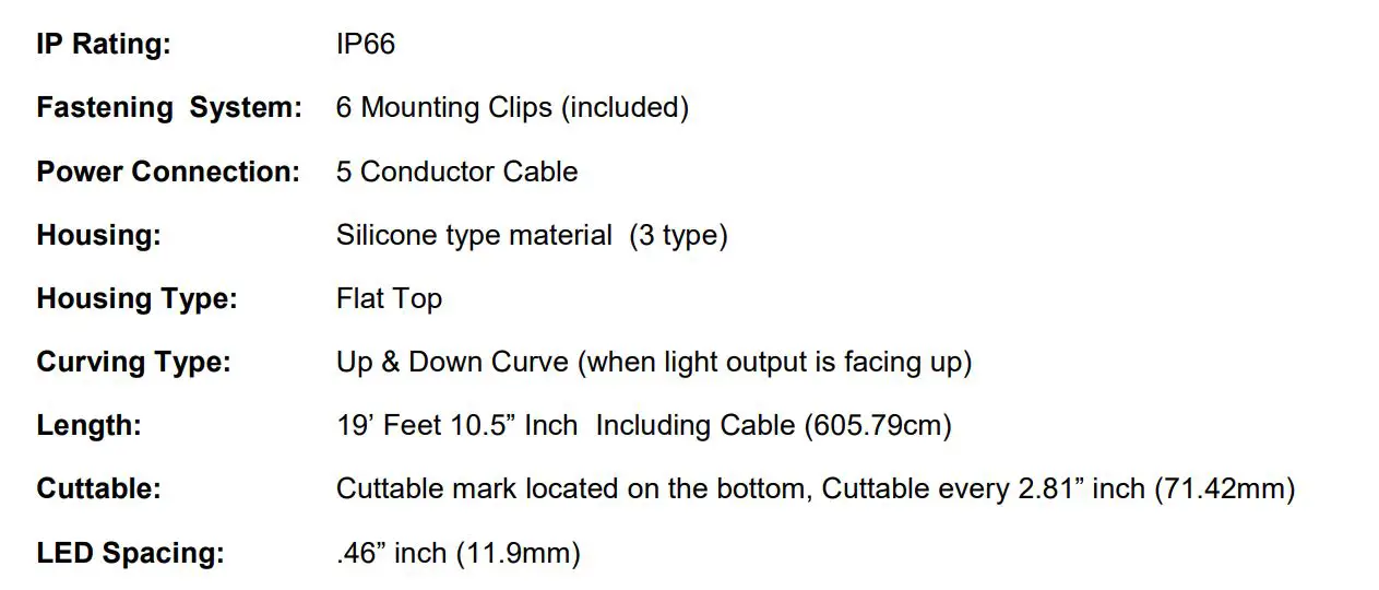 MEGA Deco Flex L 6pc Single Point Mounting Clips - Mechanical Specifications