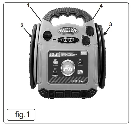 SEALEY RS132.V5 Emergency Jump Starter With Air Compressor 12v 900 Peak Amps - fig 1