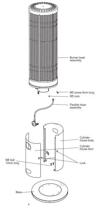 Gasmate CH206B Column Heater- COLUMN HEATER ASSEMBLY