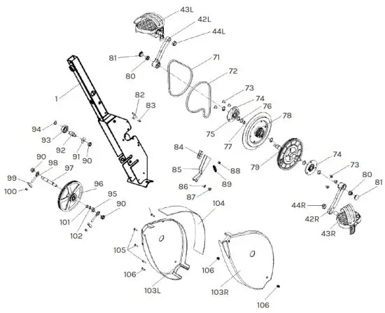 LIFESPAN EXER-11 Folding Exercise Bike - Inner Exploded