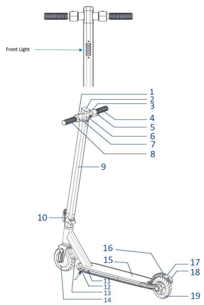 KUGOO S3 Electric Hoverboard and Scooter - Product diagram