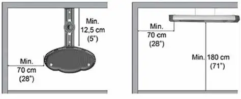 UFO Heater Econat C 15 Waterproof Electric Infrared Heater - Minimum Installation Distances 2