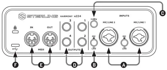STERLING Audio Harmony H224 USB Audio Interface - fig2