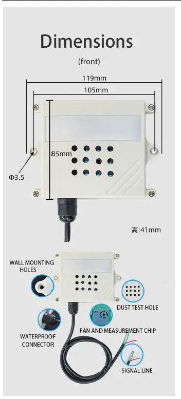 SONBEST XM2190B-PM25 RS485 bus MODBUS-RTU Protocol Instruments OR Systems For Monitoring fig 2