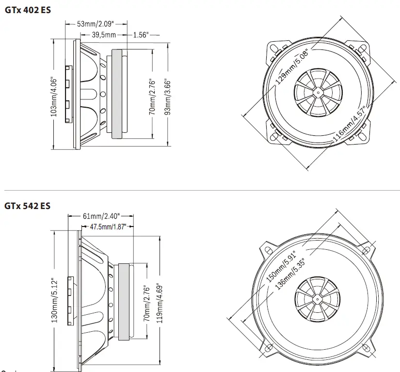 BLAUPUNKT GTX 402 ES 2-Way Coaxial Flush Mount Speaker FIG 2