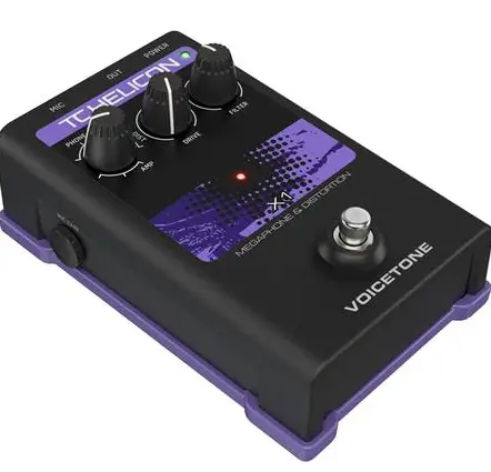 TC HELICON VOICETONE X1 Single-Button Stompbox for Dramatic Megaphone and Distortion Vocal Effects product image
