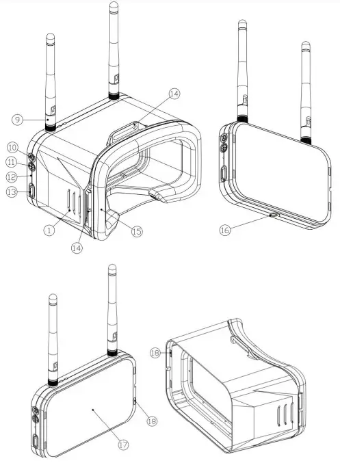 EMAX Transporter 2 5 8Ghz FPV Goggles - Fig