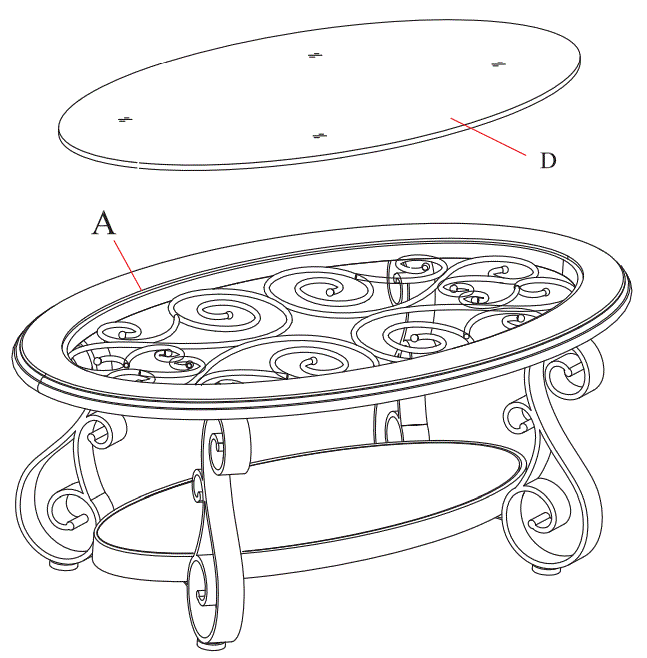 Furnitures 21601 Living Room Oval Cocktail Table 4