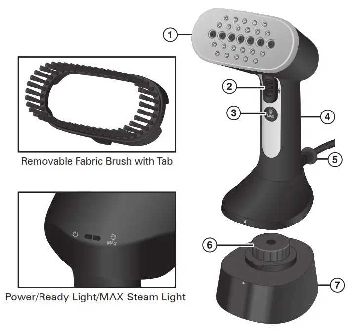 CHI B082HDQSVN Handheld Steamer - Removable Fabric Brush with Tab