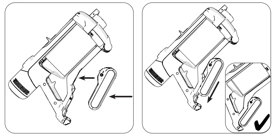 Numatic NQ100 Quick Commercial Battery Stick Vacuum Cleaner - Battery Fitting