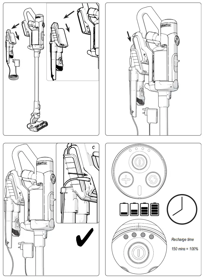 Numatic NQ100 Quick Commercial Battery Stick Vacuum Cleaner - Machine Charging
