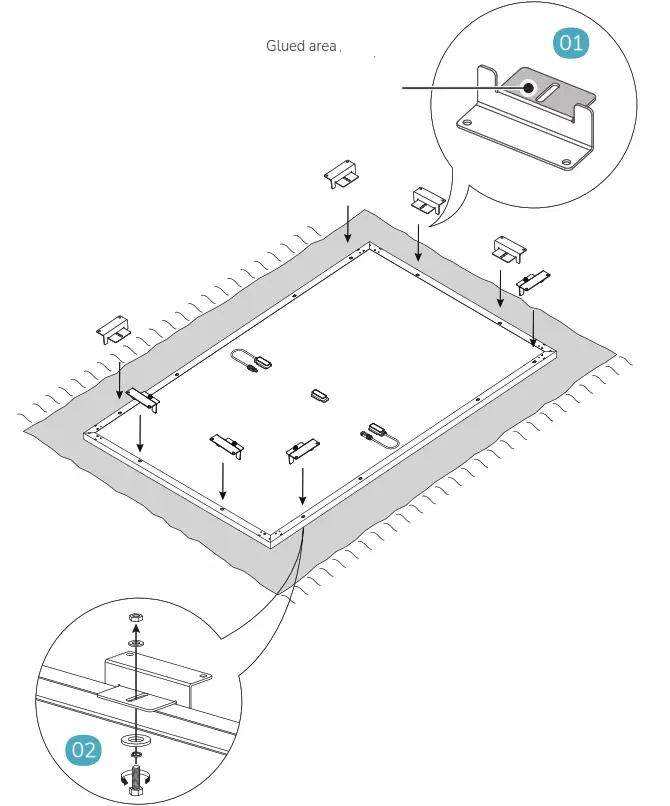 ECOFLOW Rigid Solar Panel Mounting Feet - Glued area