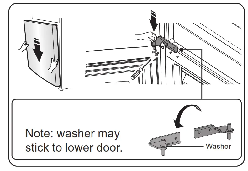 Hisense RB11N6CSE Counter Depth Bottom Mount Refrigerator- stick to lower door.