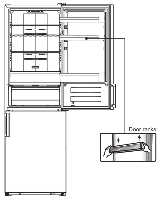 Hisense RB11N6CSE Counter Depth Bottom Mount Refrigerator- upper door